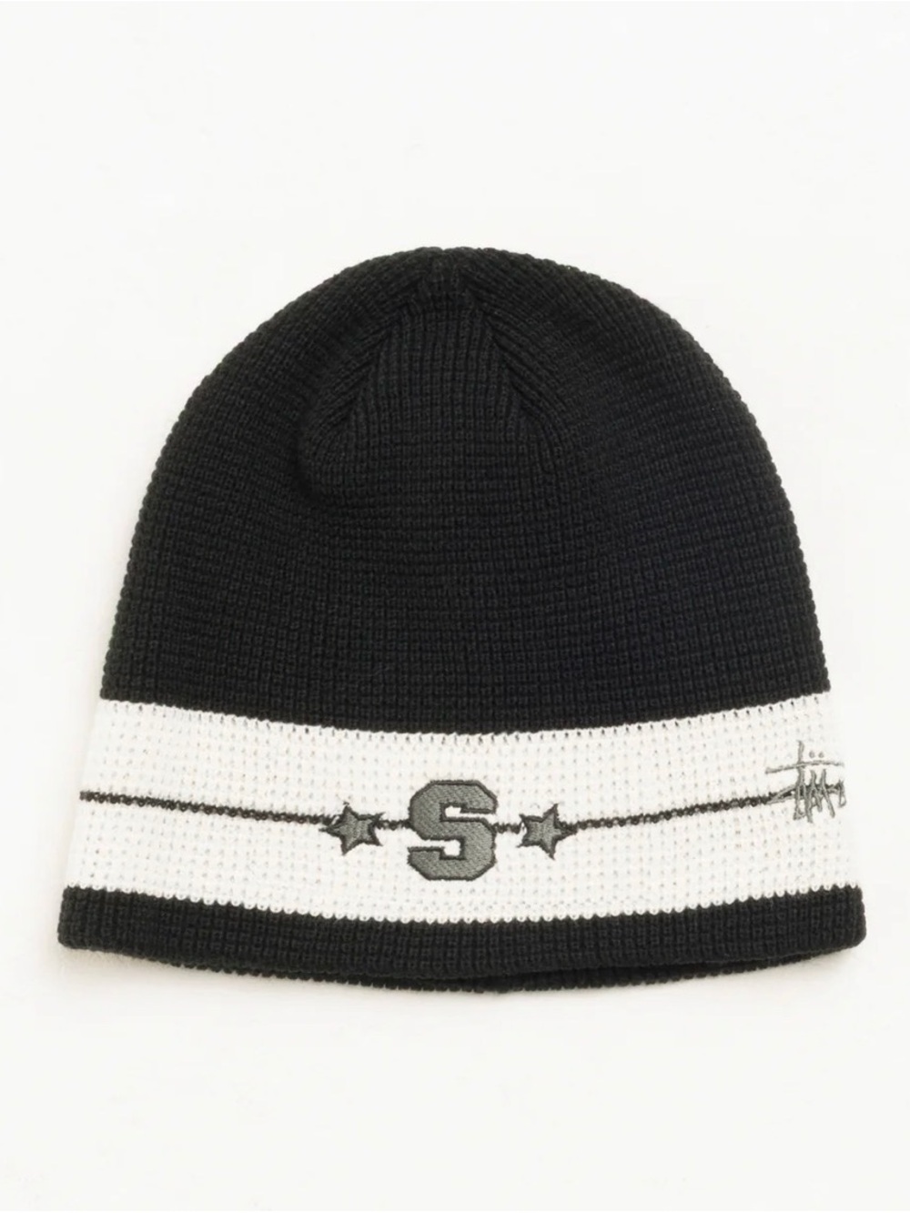 Stussy Black & White Knit Stripe Beanie